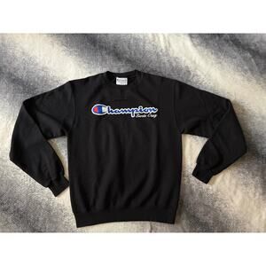 Champion Santa Cruz Men Crewneck Pullover Black Sweater Size Small School Retro